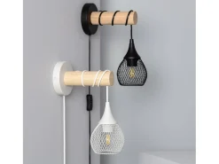 Lámpara de Pared de Madera y Metal Monah Blanco