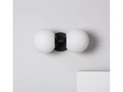 Lámpara de Pared de Metal y Cristal Balts Duplo Negro