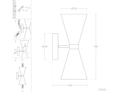 Lámpara de Pared de Metal Kusini Blanco