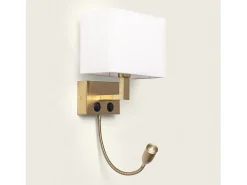 Lámpara de Pared de Metal con Flexo LED de Lectura Waldorf Latón