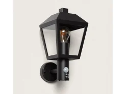 Lámpara de Pared Exterior Aluminio con Detector de Movimiento Mukom Negro