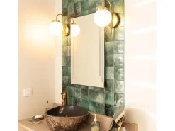 Lámpara de Pared Exterior Metal y Cristal Rafha Dorado