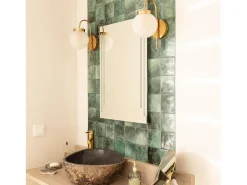Lámpara de Pared Exterior Metal y Cristal Rafha Dorado