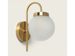Lámpara de Pared Exterior Metal y Cristal Rafha Dorado