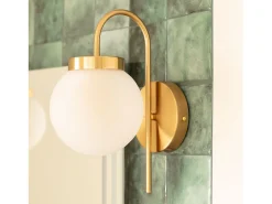 Lámpara de Pared Exterior Metal y Cristal Rafha Dorado