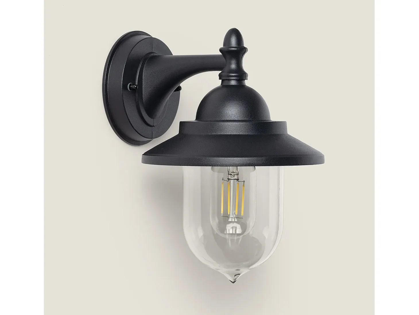 Lámpara de Pared Exterior de Metal Klasik Negro