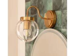Lámpara de Pared Exterior Metal y Cristal Driyah Dorado