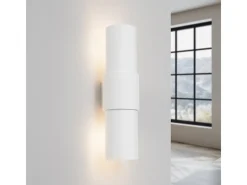Lámpara De Pared Flash Minimalista De Acero - 2 Fuentes Luminosas - L.10 X A.37 Cm - Blanco