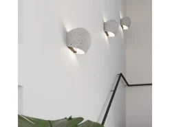 Lámpara De Pared Globe Moderno De Concreto - 2 Fuentes Luminosas - L.18 X A.14 Cm - Gris
