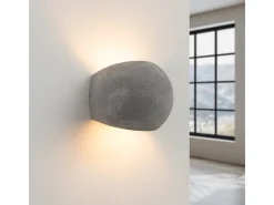 Lámpara De Pared Globe Moderno De Concreto - 2 Fuentes Luminosas - L.18 X A.14 Cm - Gris