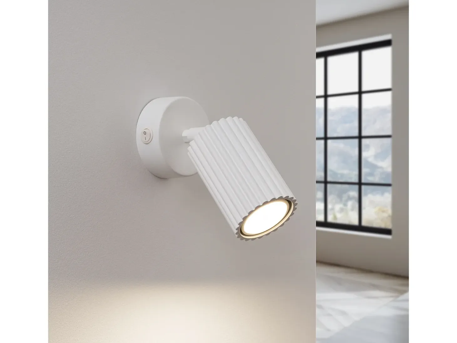 Lámpara de pared Gloow minimalista de aluminio - 1 fuentes luminosas 4000K - L.8 x A.16 cm - blanco
