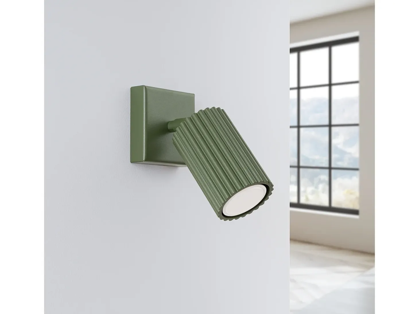Lámpara de pared Gloow minimalista de aluminio - 1 fuentes luminosas 3000K - L.8 x A.8 cm - verde oliva