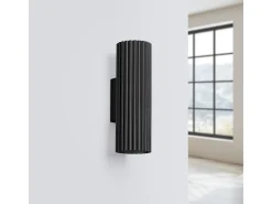 Lámpara de pared Gloow minimalista de aluminio - 2 fuentes luminosas 3000K - L.6,5 x A.20 cm - negro