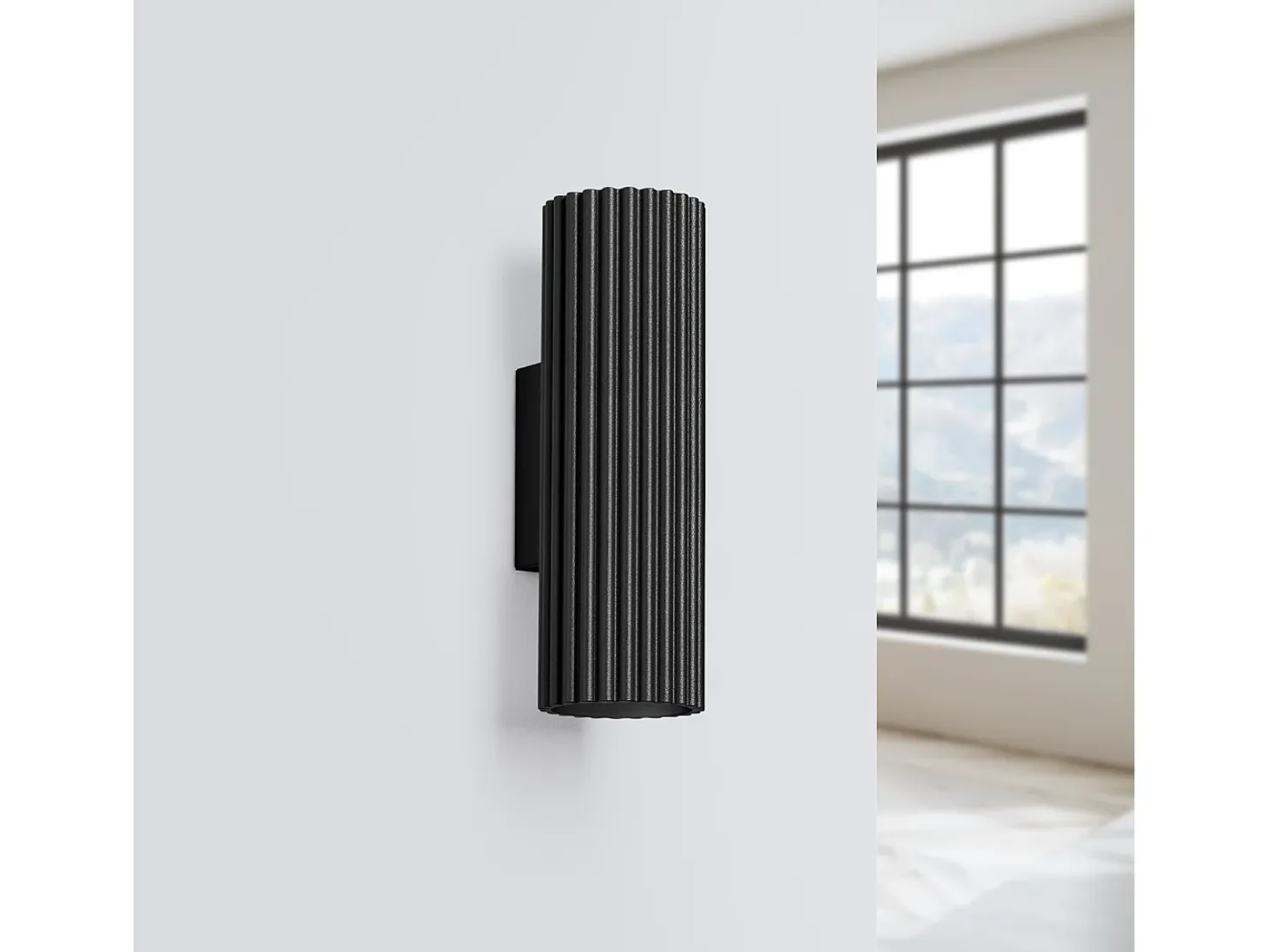 Lámpara de pared Gloow minimalista de aluminio - 2 fuentes luminosas 3000K - L.6,5 x A.20 cm - negro