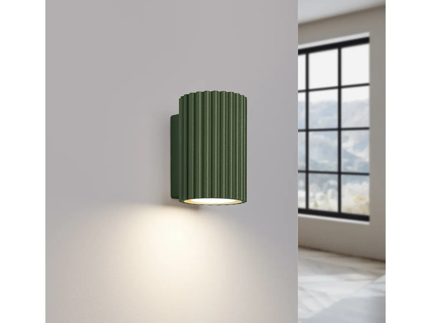 Lámpara de pared Gloow minimalista de aluminio - 1 fuentes luminosas 4000K - L.6,5 x A.10 cm - verde oliva