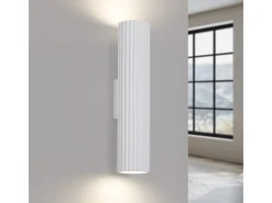 Lámpara de pared Gloow minimalista de aluminio - 2 fuentes luminosas 4000K - L.6,5 x A.30 cm - blanco