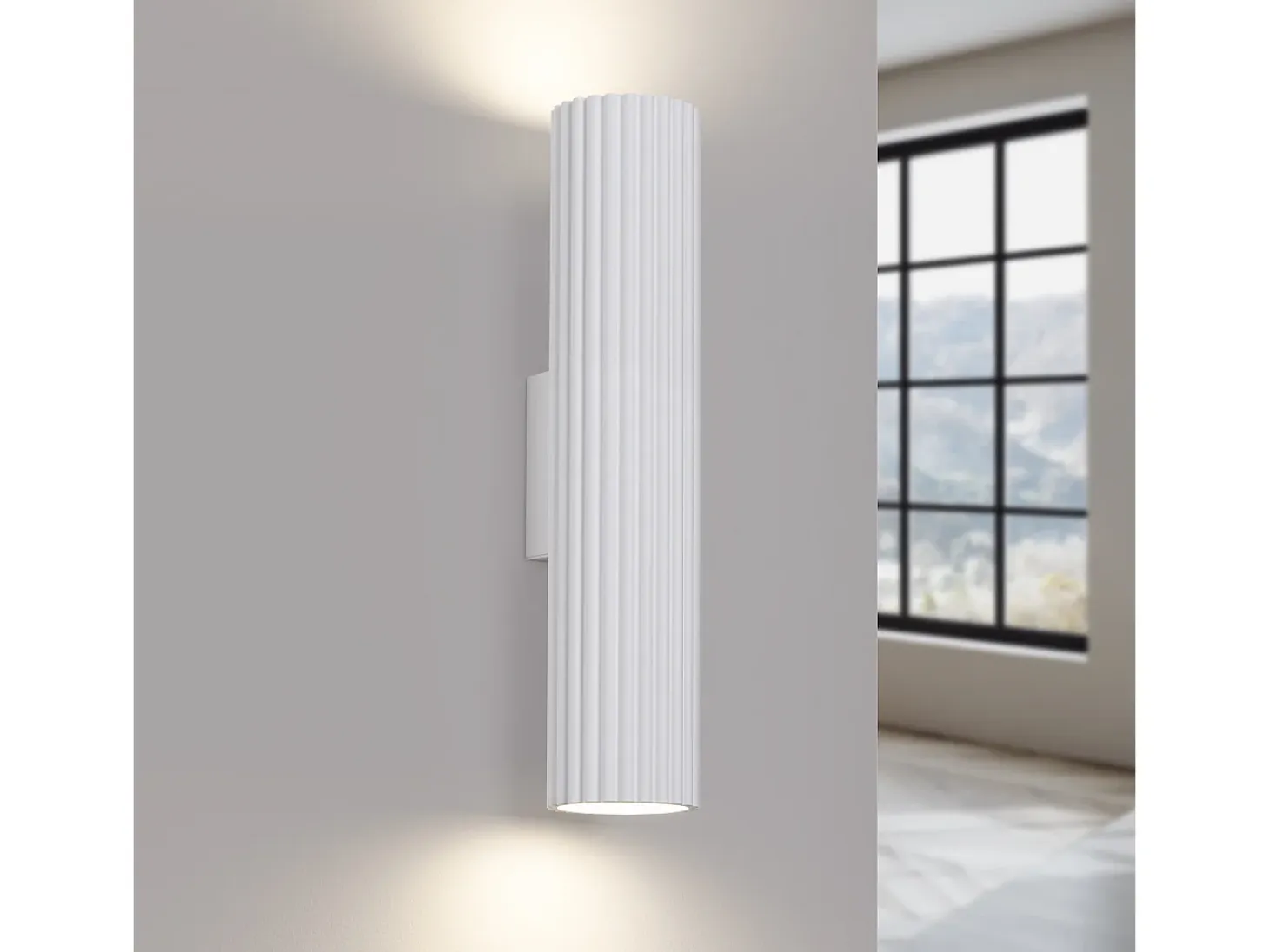 Lámpara de pared Gloow minimalista de aluminio - 2 fuentes luminosas 4000K - L.6,5 x A.30 cm - blanco
