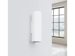Lámpara de pared Gloow minimalista de aluminio - 2 fuentes luminosas 3000K - L.6,5 x A.20 cm - blanco