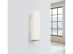 Lámpara de pared Gloow minimalista de aluminio - 2 fuentes luminosas 3000K - L.6,5 x A.20 cm - beige