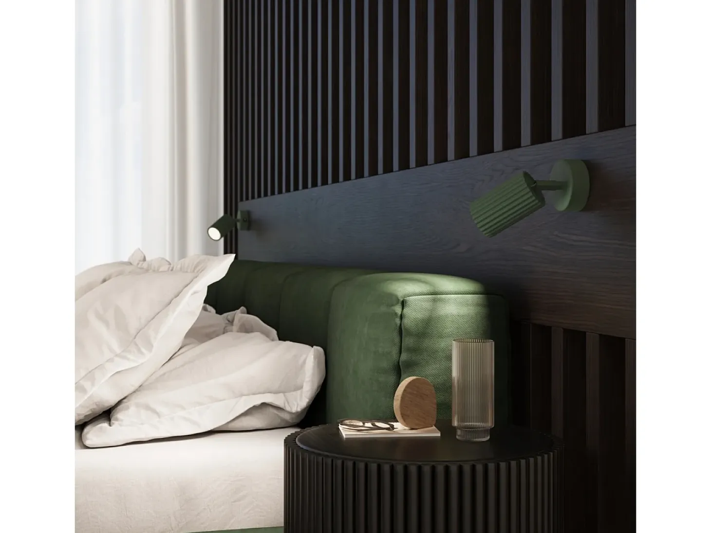 Lámpara de pared Gloow minimalista de aluminio - 1 fuentes luminosas 4000K - L.8 x A.8 cm - verde oliva