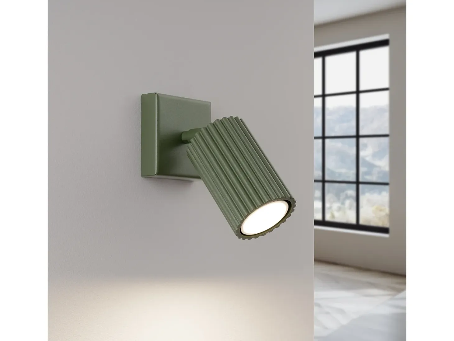 Lámpara de pared Gloow minimalista de aluminio - 1 fuentes luminosas 4000K - L.8 x A.8 cm - verde oliva
