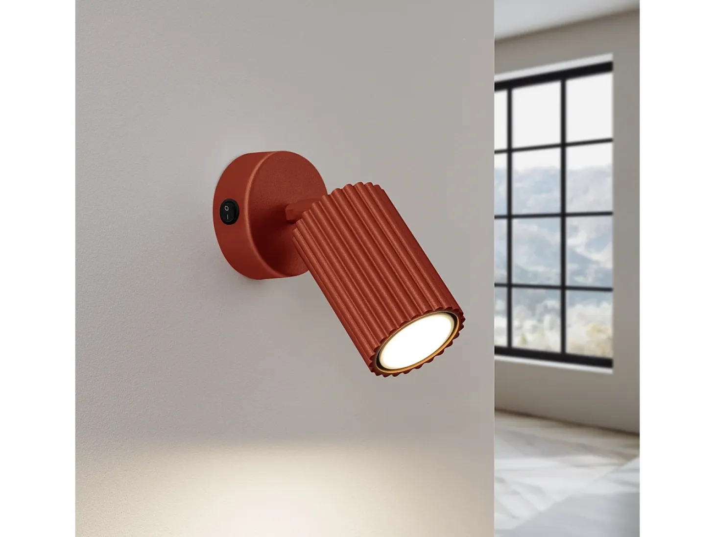 Lámpara de pared Gloow minimalista de aluminio - 1 fuentes luminosas 4000K - L.8 x A.16 cm - ocre rojo