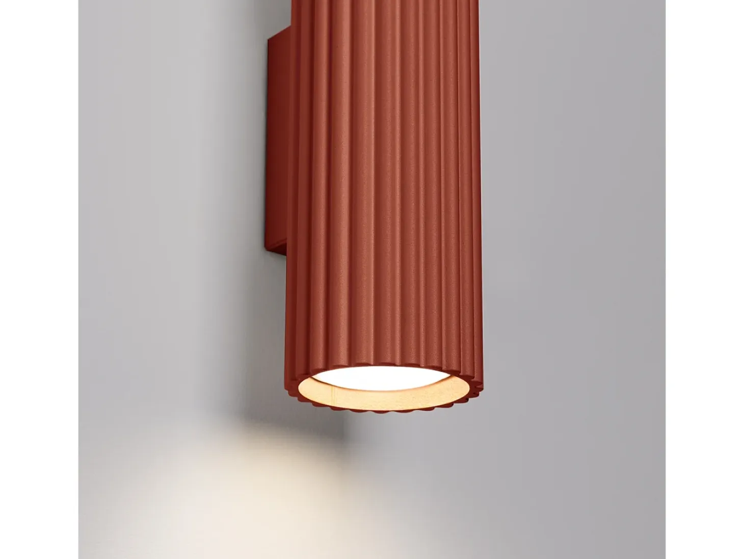 Lámpara de pared Gloow minimalista de aluminio - 2 fuentes luminosas 4000K - L.6,5 x A.30 cm - ocre rojo