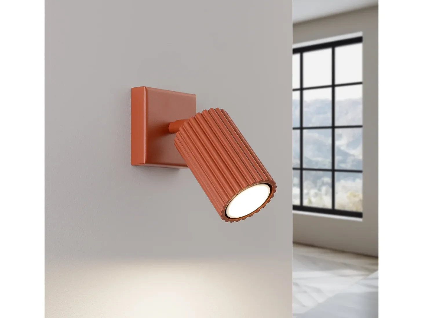 Lámpara de pared Gloow minimalista de aluminio - 1 fuentes luminosas 4000K - L.8 x A.8 cm - ocre rojo