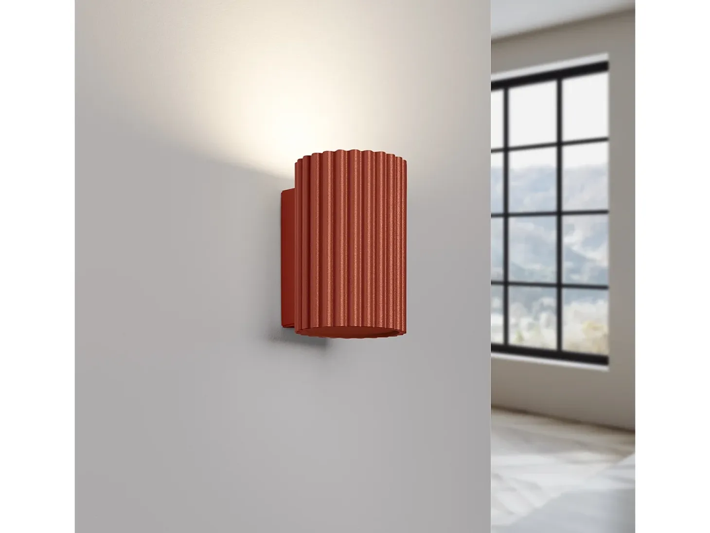 Lámpara de pared Gloow minimalista de aluminio - 1 fuentes luminosas 4000K - L.6,5 x A.10 cm - ocre rojo