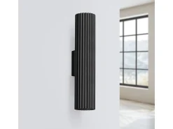 Lámpara de pared Gloow minimalista de aluminio - 2 fuentes luminosas 3000K - L.6,5 x A.30 cm - negro