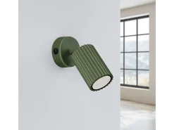 Lámpara de pared Gloow minimalista de aluminio - 1 fuentes luminosas 3000K - L.8 x A.16 cm - verde oliva