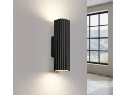 Lámpara de pared Gloow minimalista de aluminio - 2 fuentes luminosas 4000K - L.6,5 x A.20 cm - negro