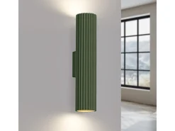 Lámpara de pared Gloow minimalista de aluminio - 2 fuentes luminosas 4000K - L.6,5 x A.30 cm - verde oliva