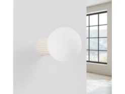 Lámpara De Pared Halo Moderno De Aluminio/Vidrio - 1 Fuentes Luminosas - L.12 X A.12 Cm - Beige