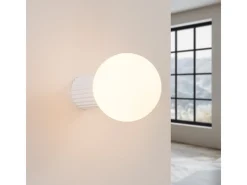 Lámpara De Pared Halo Moderno De Aluminio/Vidrio - 1 Fuentes Luminosas - L.12 X A.12 Cm - Blanco