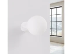 Lámpara De Pared Halo Moderno De Aluminio/Vidrio - 1 Fuentes Luminosas - L.12 X A.12 Cm - Blanco