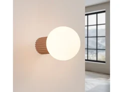 Lámpara De Pared Halo Moderno De Aluminio/Vidrio - 1 Fuentes Luminosas - L.12 X A.12 Cm - Moca