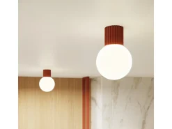 Lámpara De Pared Halo Moderno De Aluminio/Vidrio - 1 Fuentes Luminosas - L.12 X A.12 Cm - Ocre Rojo