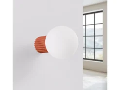 Lámpara De Pared Halo Moderno De Aluminio/Vidrio - 1 Fuentes Luminosas - L.12 X A.12 Cm - Ocre Rojo