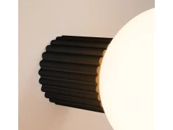 Lámpara De Pared Halo Moderno De Aluminio/Vidrio - 1 Fuentes Luminosas - L.12 X A.12 Cm - Negro