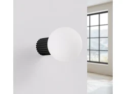 Lámpara De Pared Halo Moderno De Aluminio/Vidrio - 1 Fuentes Luminosas - L.12 X A.12 Cm - Negro