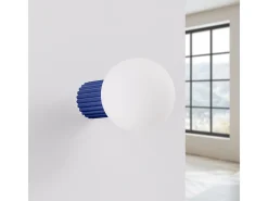 Lámpara De Pared Halo Moderno De Aluminio/Vidrio - 1 Fuentes Luminosas - L.12 X A.12 Cm - Ultramarino