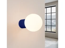 Lámpara De Pared Halo Moderno De Aluminio/Vidrio - 1 Fuentes Luminosas - L.12 X A.12 Cm - Ultramarino