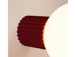 Lámpara De Pared Halo Moderno De Aluminio/Vidrio - 1 Fuentes Luminosas - L.12 X A.12 Cm - Borgoña