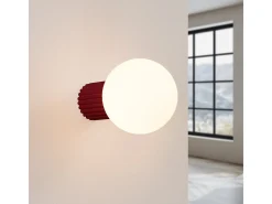 Lámpara De Pared Halo Moderno De Aluminio/Vidrio - 1 Fuentes Luminosas - L.12 X A.12 Cm - Borgoña