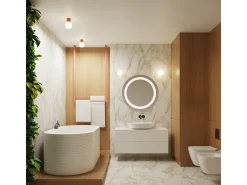 Lámpara De Pared Halo Moderno De Aluminio/Vidrio - 1 Fuentes Luminosas - L.12 X A.12 Cm - Durazno