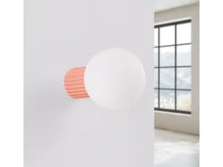 Lámpara De Pared Halo Moderno De Aluminio/Vidrio - 1 Fuentes Luminosas - L.12 X A.12 Cm - Durazno