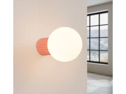 Lámpara De Pared Halo Moderno De Aluminio/Vidrio - 1 Fuentes Luminosas - L.12 X A.12 Cm - Durazno
