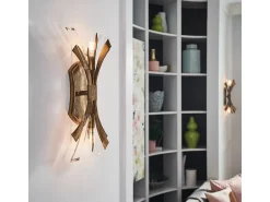 Lámpara de pared industrial nórdica de acero dorado bruñido 2 luces E14 Vida