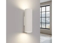 Lámpara De Pared Karbon Minimalista De Aluminio - 2 Fuentes Luminosas - L.6,5 X A.20 Cm - Beige